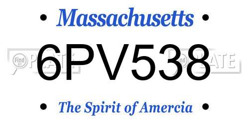 6PV538 Massachusetts License Plate