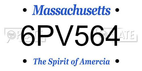 6PV564 Massachusetts License Plate