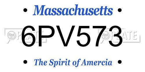 6PV573 Massachusetts License Plate