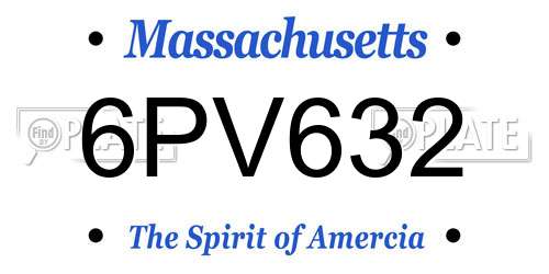 6PV632 Massachusetts License Plate