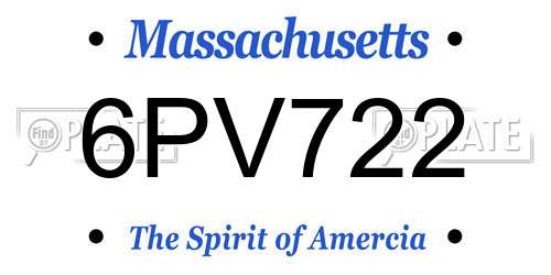 6PV722 Massachusetts License Plate