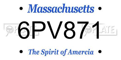 6PV871 Massachusetts License Plate