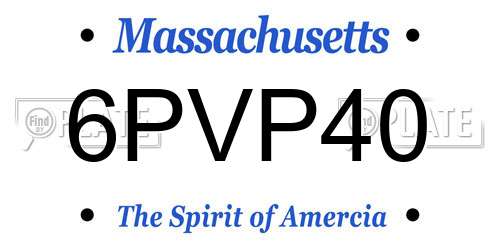 6PVP40 Massachusetts License Plate