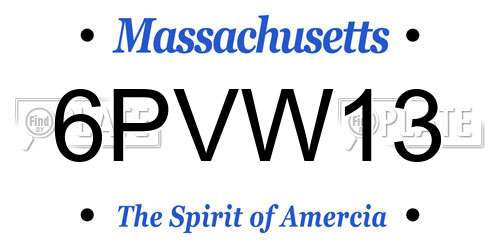 6PVW13 Massachusetts License Plate