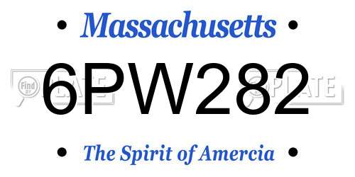 6PW282 Massachusetts License Plate