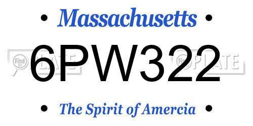 6PW322 Massachusetts License Plate