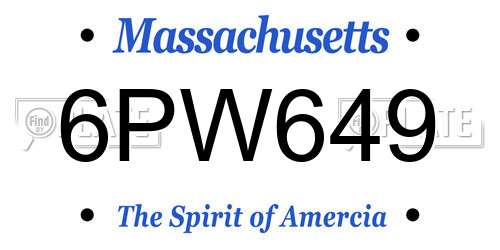 6PW649 Massachusetts License Plate