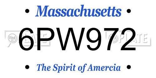 6PW972 Massachusetts License Plate