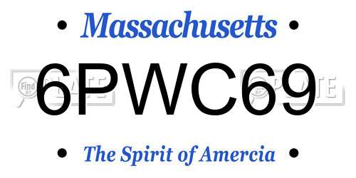 6PWC69 Massachusetts License Plate