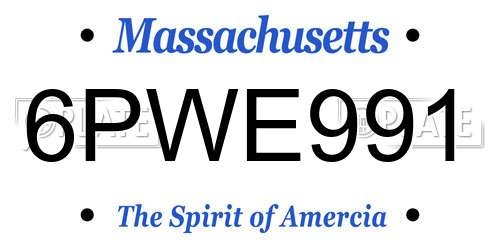 6PWE991 Massachusetts License Plate