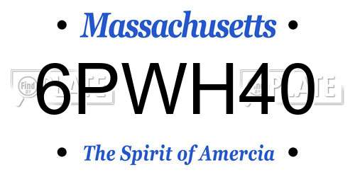 6PWH40 Massachusetts License Plate