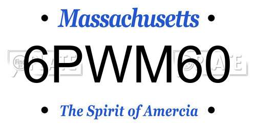 6PWM60 Massachusetts License Plate