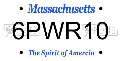 6PWR10 Massachusetts License Plate