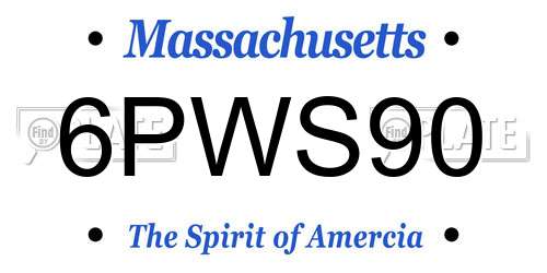 6PWS90 Massachusetts License Plate