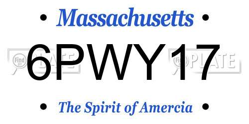 6PWY17 Massachusetts License Plate