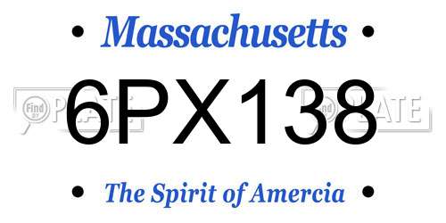 6PX138 Massachusetts License Plate