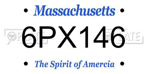 6PX146 Massachusetts License Plate