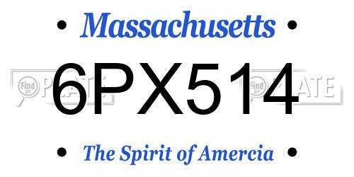 6PX514 Massachusetts License Plate