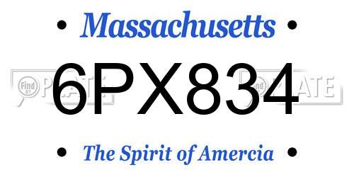 6PX834 Massachusetts License Plate