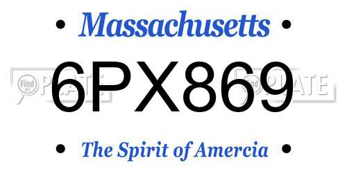 6PX869 Massachusetts License Plate