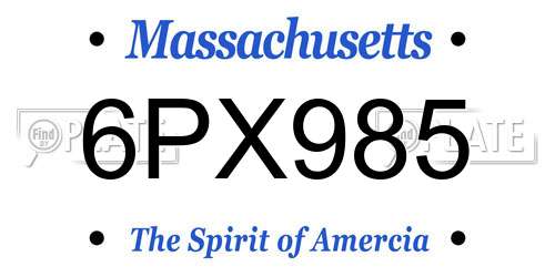 6PX985 Massachusetts License Plate