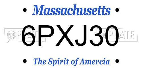 6PXJ30 Massachusetts License Plate
