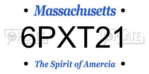 6PXT21 Massachusetts License Plate