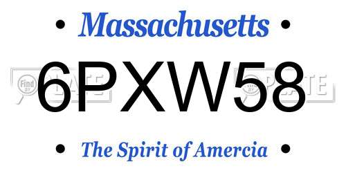 6PXW58 Massachusetts License Plate