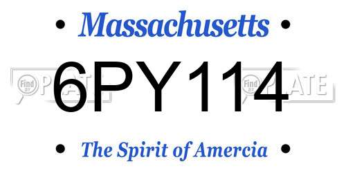 6PY114 Massachusetts License Plate