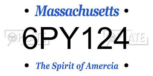 6PY124 Massachusetts License Plate