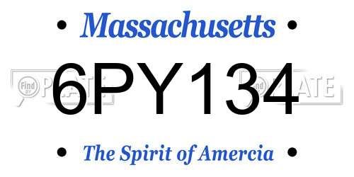 6PY134 Massachusetts License Plate
