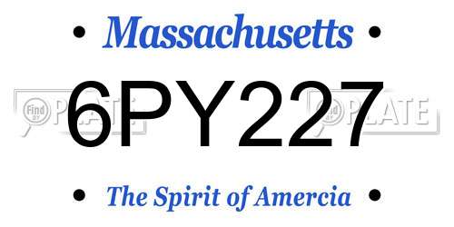 6PY227 Massachusetts License Plate