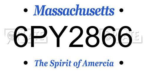 6PY2866 Massachusetts License Plate