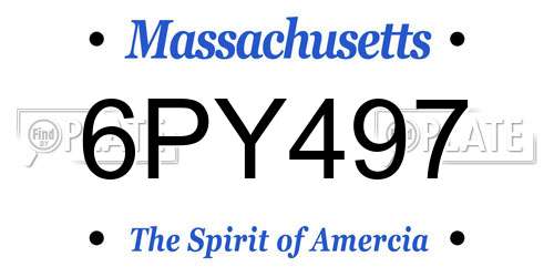6PY497 Massachusetts License Plate