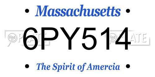 6PY514 Massachusetts License Plate