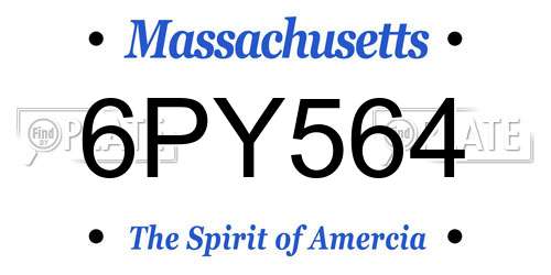 6PY564 Massachusetts License Plate