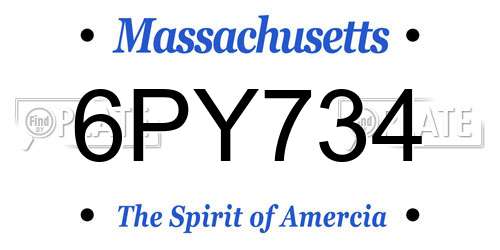 6PY734 Massachusetts License Plate