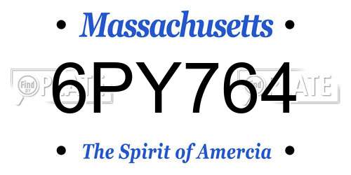 6PY764 Massachusetts License Plate