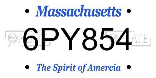 6PY854 Massachusetts License Plate