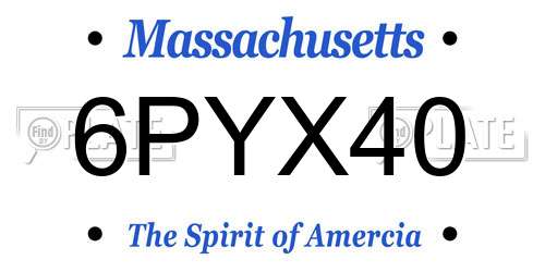 6PYX40 Massachusetts License Plate