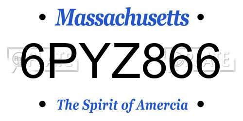 6PYZ866 Massachusetts License Plate