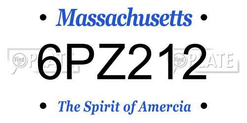 6PZ212 Massachusetts License Plate