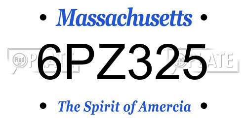 6PZ325 Massachusetts License Plate