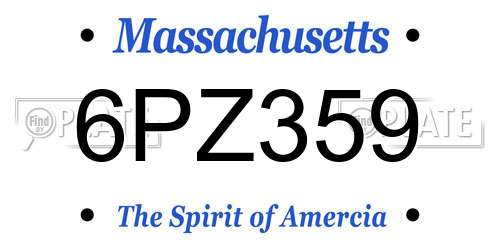 6PZ359 Massachusetts License Plate
