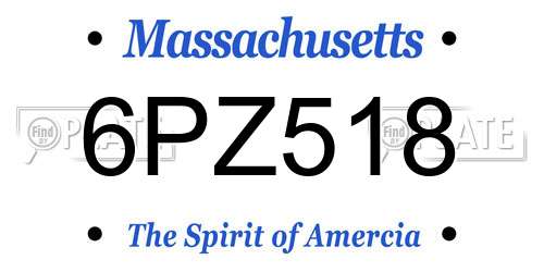 6PZ518 Massachusetts License Plate
