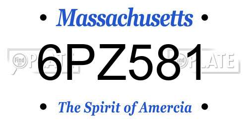 6PZ581 Massachusetts License Plate