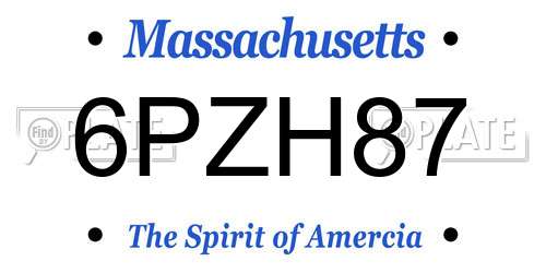 6PZH87 Massachusetts License Plate