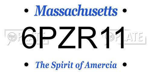 6PZR11 Massachusetts License Plate