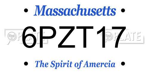 6PZT17 Massachusetts License Plate