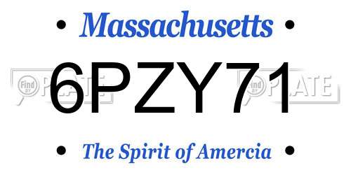 6PZY71 Massachusetts License Plate